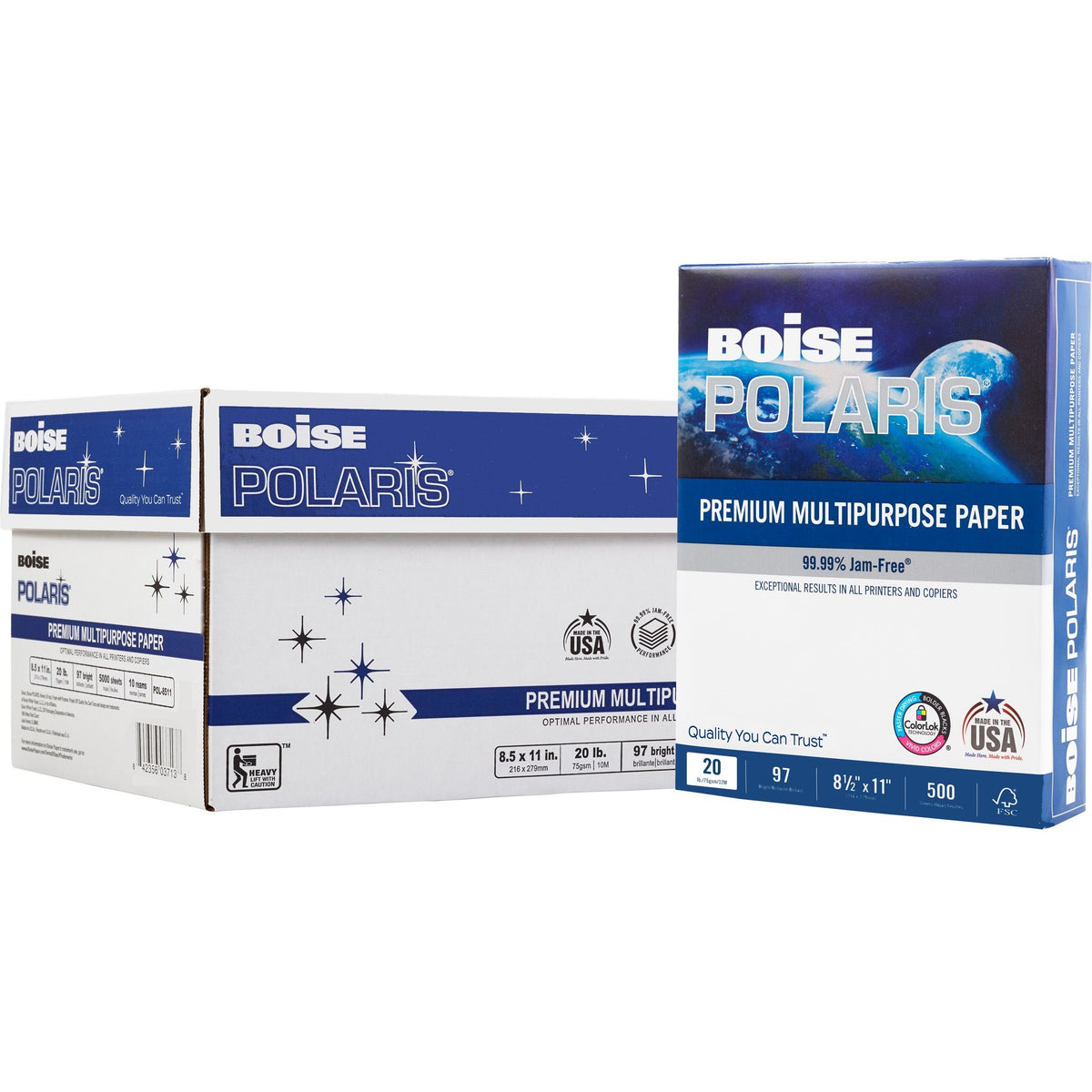 Polaris Premium Multipurpose Paper, 8 1/2 x 11, 20lb, White