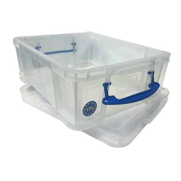 Really Useful Box Plastic Storage Container With Built-In Handles And Snap Lid, 17 Liters, 18 7/8