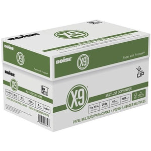 Boise X-9 Multi-Use Copy Paper, Ledger Size (11" x 17"), 92 (U.S.) Brightness, 20 Lb, White, FSC Certified, 500 Sheets Per Ream, Case Of 5 Reams