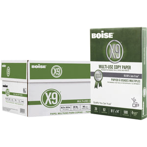 Boise X-9 Multi-Use Copy Paper, Legal Size Paper, 92 Brightness, 20 Lb, White, 500 Sheets Per Ream, Case Of 10 Reams