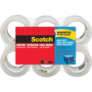 Scotch Heavy-Duty Shipping Packing Tape, 1-7/8" x 54.6 Yd., Clear, Pack Of 6 Rolls