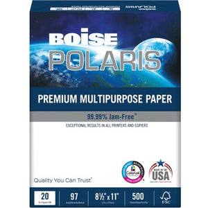Boise POLARIS Premium Multi-Use Paper, Letter Size (8 1/2" x 11"), 20 Lb, FSC Certified, Ream Of 500 Sheets