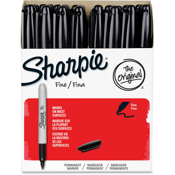 Sharpie Permanent Fine-Point Markers, Black, Pack Of 36