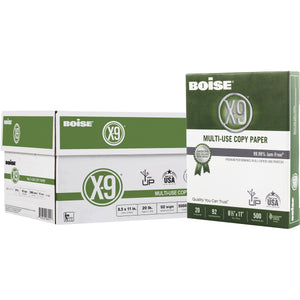 Boise X-9 Multi-Use Copy Paper, Letter Size Paper, 92 Brightness, 20 Lb, White, 500 Sheets Per Ream, Case Of 10 Reams