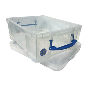 Really Useful Box Plastic Storage Container With Built-In Handles And Snap Lid, 17 Liters, 18 7/8" x 15 3/8" x 8", Clear